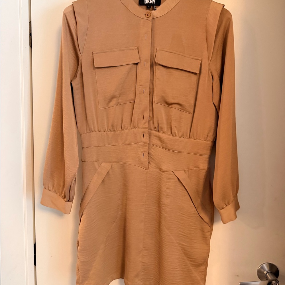 DKNY Camel Long Sleeve Dress